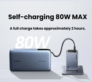 UGREEN 145W Power Bank 20000mAh with Built-in USB C Cable, 3-Port – product image 2