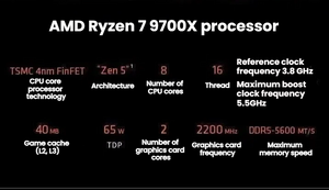AMD Ryzen 7 9700X AM5 8-Core Desktop CPU processor product detail image