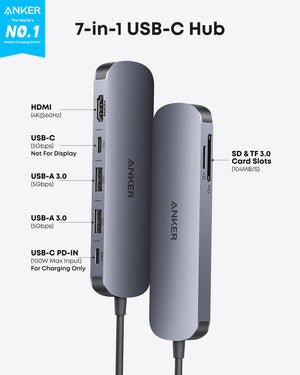 Anker A83D2 USB-C hub seven-port layout