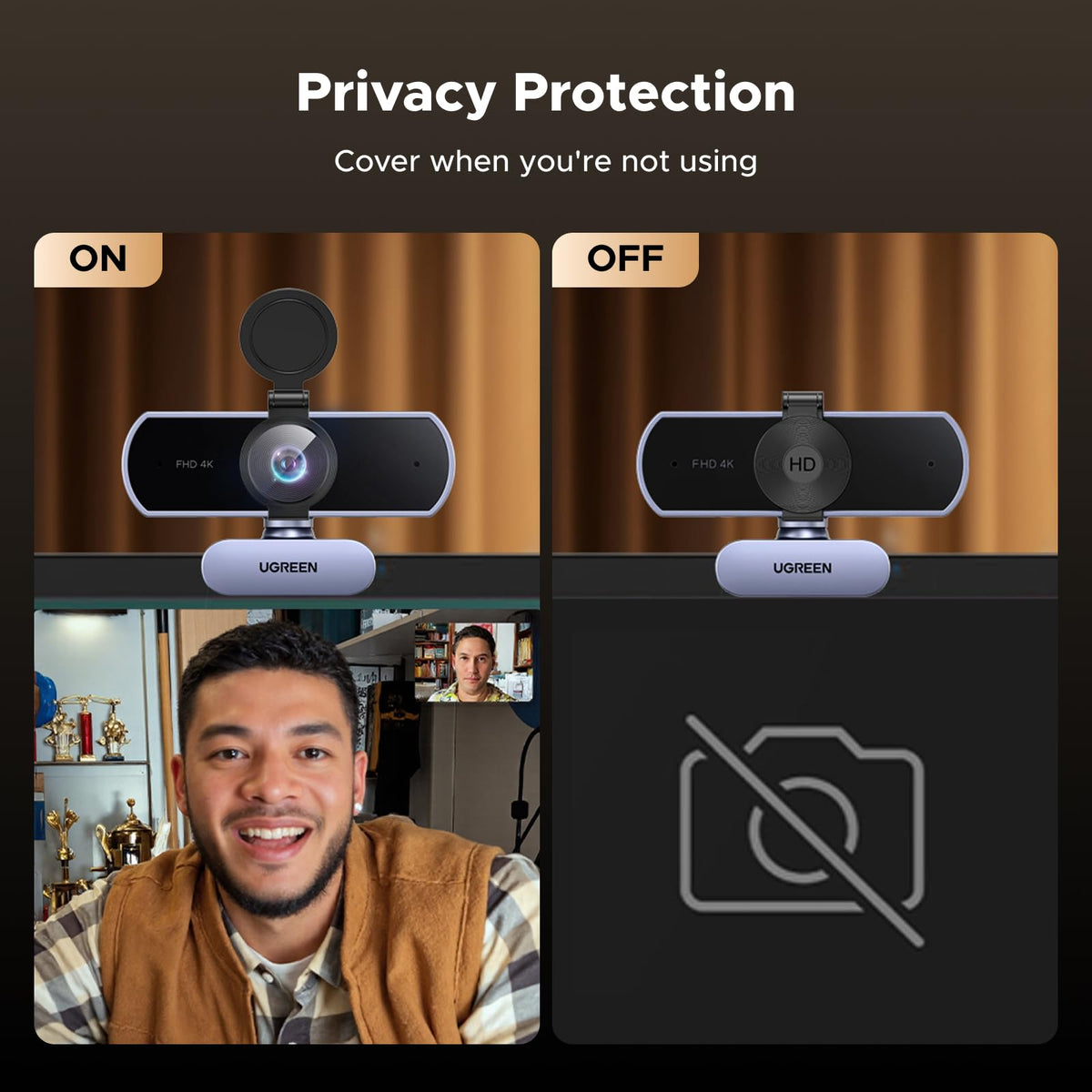 UGREEN 65381 webcam privacy cover and adjustable mount