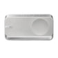 A top-down view of the Bose SoundLink Home Bluetooth Speaker in a clean, silver finish, showcasing its minimalist design, textured speaker grille, and simple control buttons.