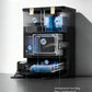 A cutaway view of the Deebot X8 Pro Omni's base station, illustrating the industry-first Nano Platinum Stain Cleaning Solution that provides over 99.99% sterilization for the entire waterway and an antibacterial air path to protect family health.