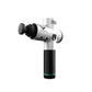 Side-profile studio shot of silver Hypervolt percussion massager with Bluetooth connectivity and ergonomic handle.