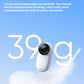 An infographic illustrating the extreme portability of the Insta360 GO 3S, which weighs only 39 grams, making it the perfect tiny, wearable camera for capturing life anywhere.