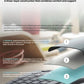 Exploded view of the ERGO K860’s pillowed wrist rest, revealing the 0.5 mm stain-resistant fabric surface, 2 mm high-density support foam, and 4 mm memory foam comfort layer for 54% better wrist support.