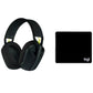 Sleek black G435 headset paired with its LIGHTSPEED USB receiver, offering a minimalist look for any gaming rig.