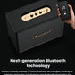  Hand holding a smartphone pairing with the Marshall Woburn III speaker, illustrating next-generation Bluetooth 5.2 connectivity and future-proof OTA upgrades.