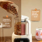 An infographic illustrating the convenient 12-hour advance booking feature of the SUPOR blender. It shows the three easy steps: adding ingredients, setting the smart reservation time, and the blender automatically preparing the food later.