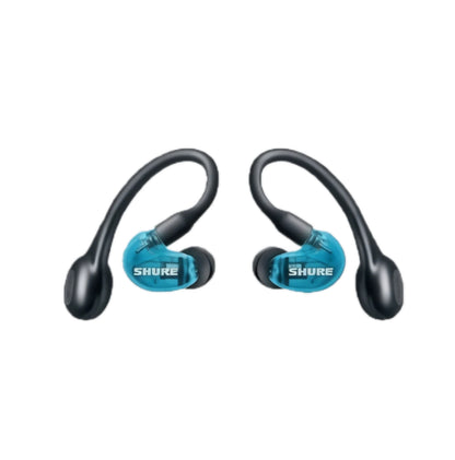 Transparent blue Shure AONIC 215 Gen 2 earbuds with visible internal drivers and premium build — combining style, durability, and superior sound quality.
