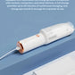 LUSN baby hair clipper charging via USB-C cable from a portable power bank. One charge lasts up to three months with efficient battery life.