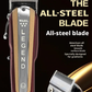 Wahl Cordless Legend Clipper with an all-steel blade, emphasizing its durability and sharpness.
