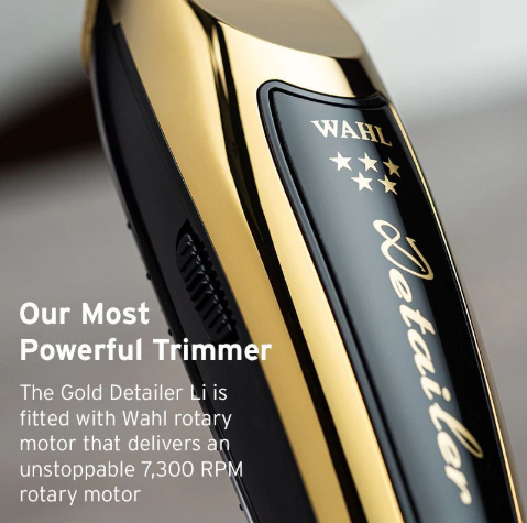 Wahl Detailer-Wide Trimmer with a powerful 7,300 RPM rotary motor for professional use.