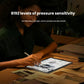 Woman using Xiaomi stylus pen on tablet with 8192 levels of pressure sensitivity; smooth, responsive strokes ideal for digital art, sketching, and professional annotations.