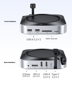UGREEN Mac mini M4 dock front and rear port layout