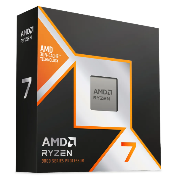 AMD Ryzen 7 9800X3D AM5 Gaming CPU retail box and processor image