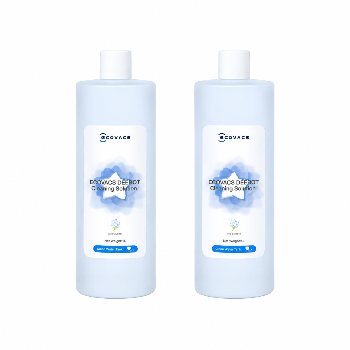 ECOVACS DEEBOT standard cleaning solution twin pack with two 1L Wild Bluebell bottles for X11 and X12 OmniCyclone