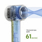 A technical diagram illustrating the quiet airflow of the Laifen Mini high-speed hair dryer, which operates at a low sound level of just 61 decibels.