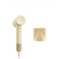  The Laifen SE 2 high-speed hair dryer in the Yellow color, shown next to its included magnetic smooth nozzle attachment.