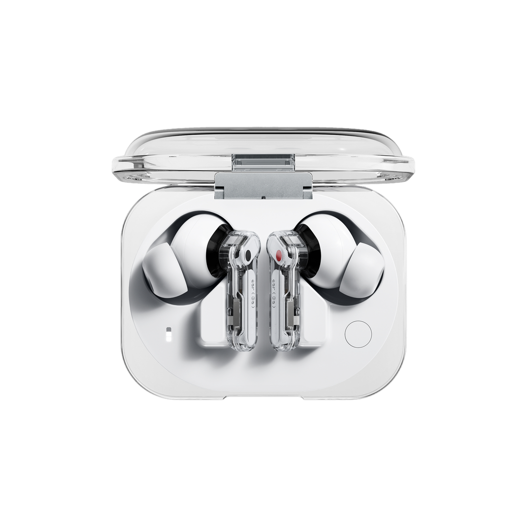 Nothing Ear (3a) in White, showing the earbuds and open charging case