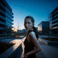 Sennheiser ACCENTUM Clip – Model wearing Black earbuds outdoors at dusk