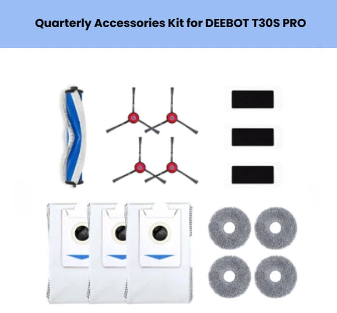 ECOVACS DEEBOT T30S PRO quarterly kit with brush, filters, mop pads and dust bags