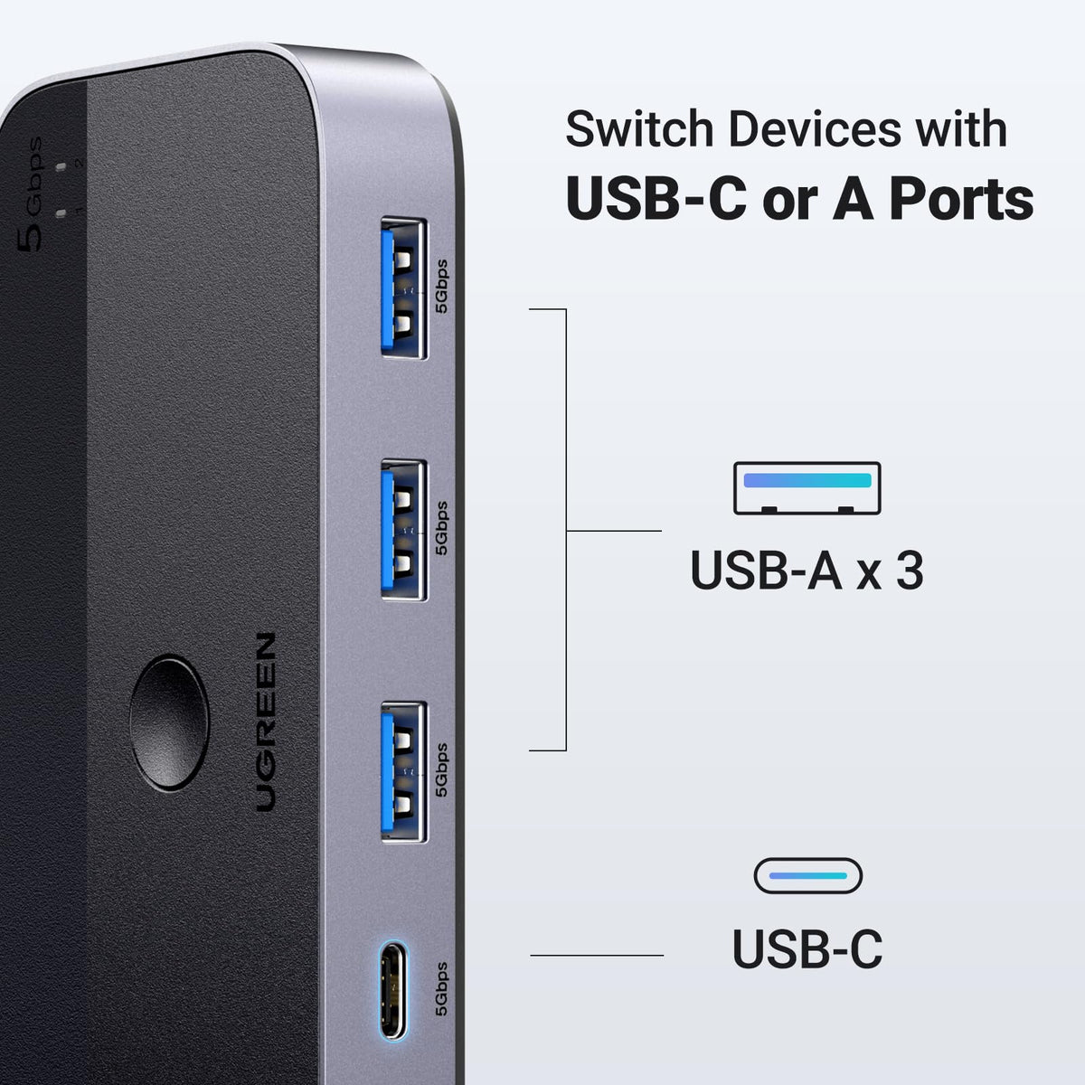 UGREEN 15705 USB 3.0 switch with up to 5Gbps data transfer